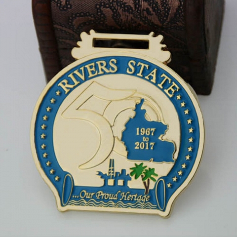 The custom medals are for The 50th of River States from 1967 to 2017. Rivers State, also known simpl