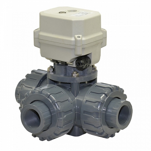 A150-T25-P3-B 1 inch DN25 3 way PVC motorized ball valve