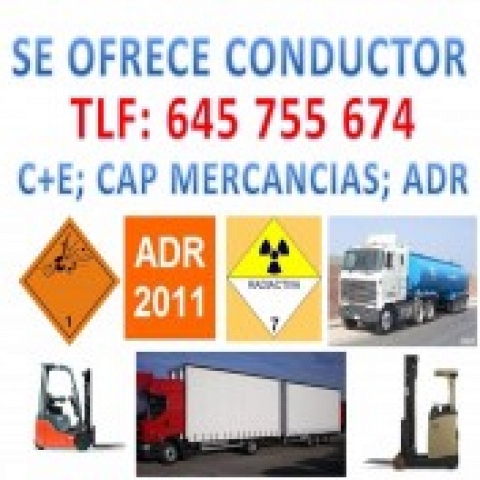 Conductor C+E, CAP de MERCANCIAS y ADR 2011 (mercancías peligrosas),