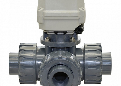 A150-T25-P3-B 1 inch DN25 3 way PVC motorized ball valve