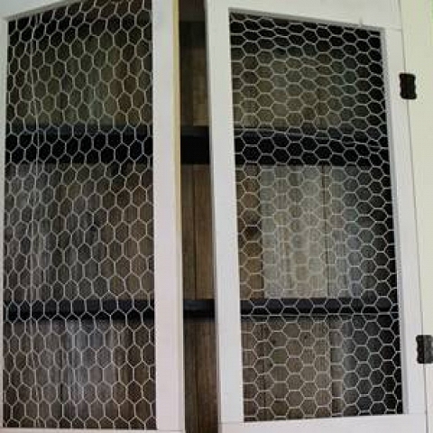 Chicken Wire Mesh Used in Cabinets, French Armoire