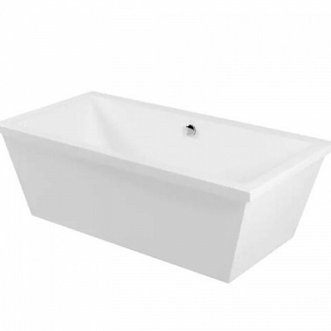 Chryseis White Pure Acrylic Rectangle Center Drain Freestanding Bathtub