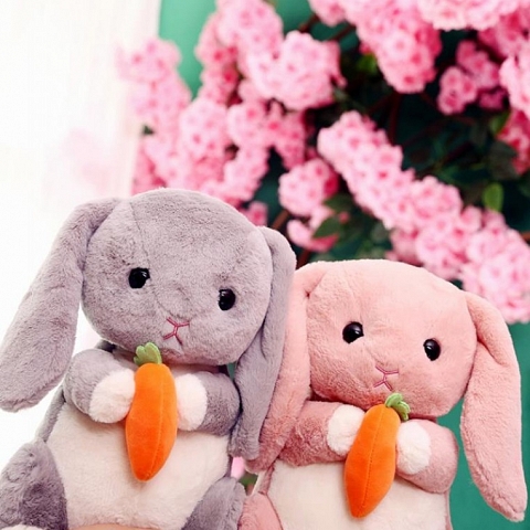 HOLDING RADISH RABBIT STUFFED ANIMAL