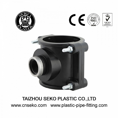 Black plastic female clamp saddle pp pn16 irrigation pipe compression fittings