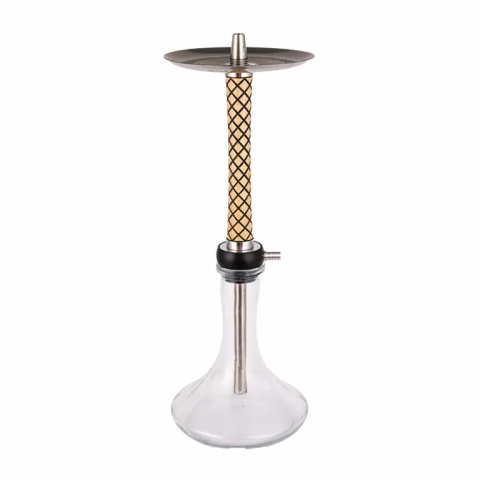 Transparent Glass Wood+Pom+Stainless Steel Wooden Pipe-1 Single-Hole Hookah 58cm