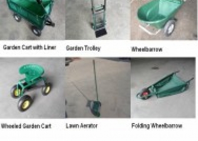 Selling wheel barrows, tool carts and garden tools