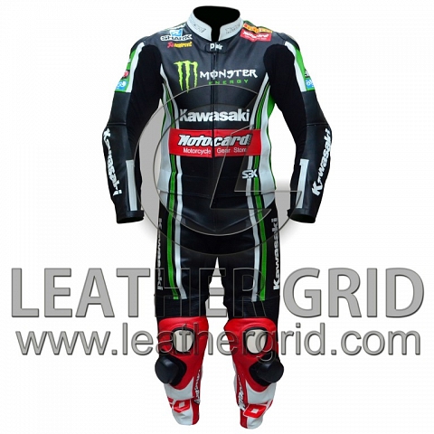 Tom Sykes Kawasaki Ninja Two Piece Motorbike Racing Leather Suit