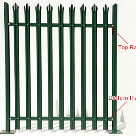 Palisade fencing rail