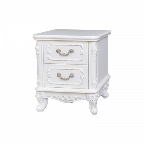 2 Drawer Ivory White Mini Wood Nightstand