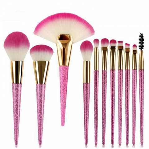 cheap 11pcs pink makeup brush set private label