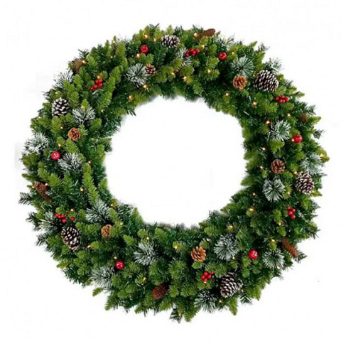 CHRISTMAS WREATH WITH RICH PINE CONE DECORATION-WD21120