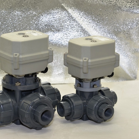 A150-T25-P3-B 1 inch DN25 3 way PVC motorized ball valve