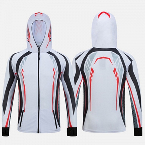 Printed Outdoor Fishing Clothing Hooded Sun Protection Jacket