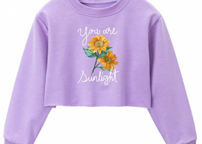 Girls Long Sleeve Sweatshirts Printing Pattern Short Length Sweatshirt