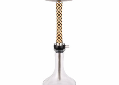 Transparent Glass Wood+Pom+Stainless Steel Wooden Pipe-1 Single-Hole Hookah 58cm