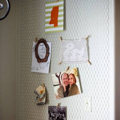 Chicken Wire Mesh Is Attached onto Wall