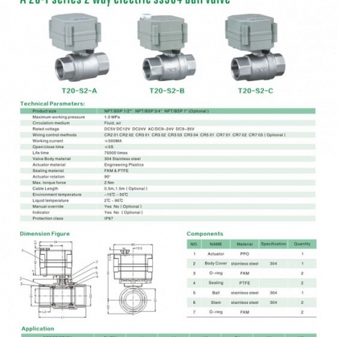 DN20 NSF61 water controller timer garden stainless steel electric motor ball valve T20-S2-A