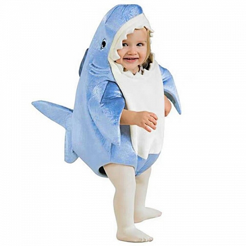 Children perform mascot costumes in a shark fairy tale