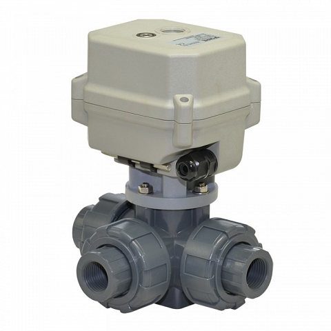 A150-T25-P3-B 1 inch DN25 3 way PVC motorized ball valve