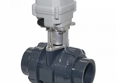 A150-T50-P2-B 2 inch DN50 PVC motorized valve true union with manual overrdie