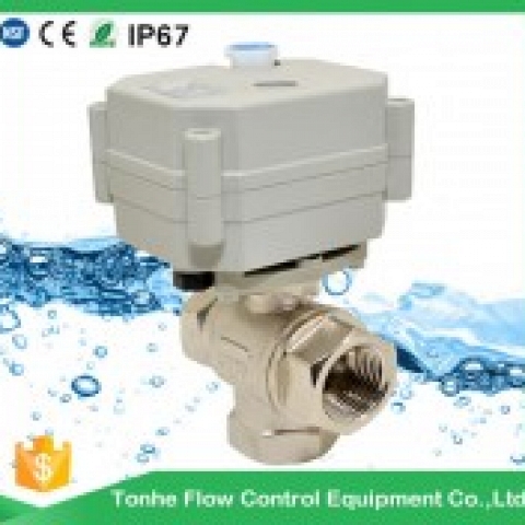 2016 OEM ODM DN15 brass nickel plating electric 3 way ball valve wholesale