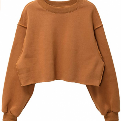 Pullover Long Sleeve Short Length Sweatshirt For Spring Autumn